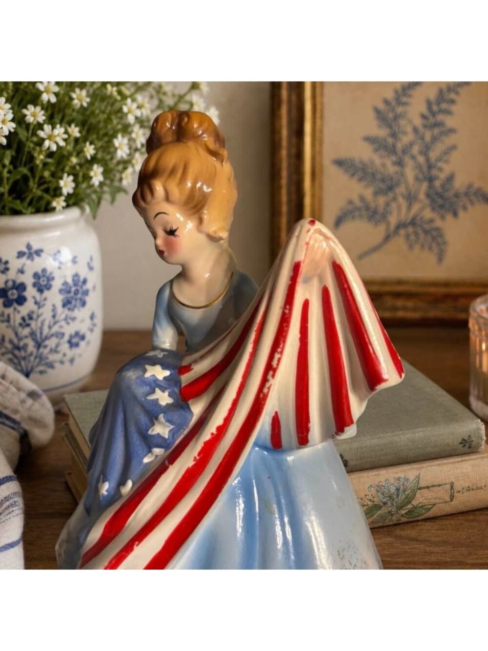 Vintage Joseph's Originals Betsy Ross Musical Figurine, Patriotic Lady with Amer - Picture 6 of 7